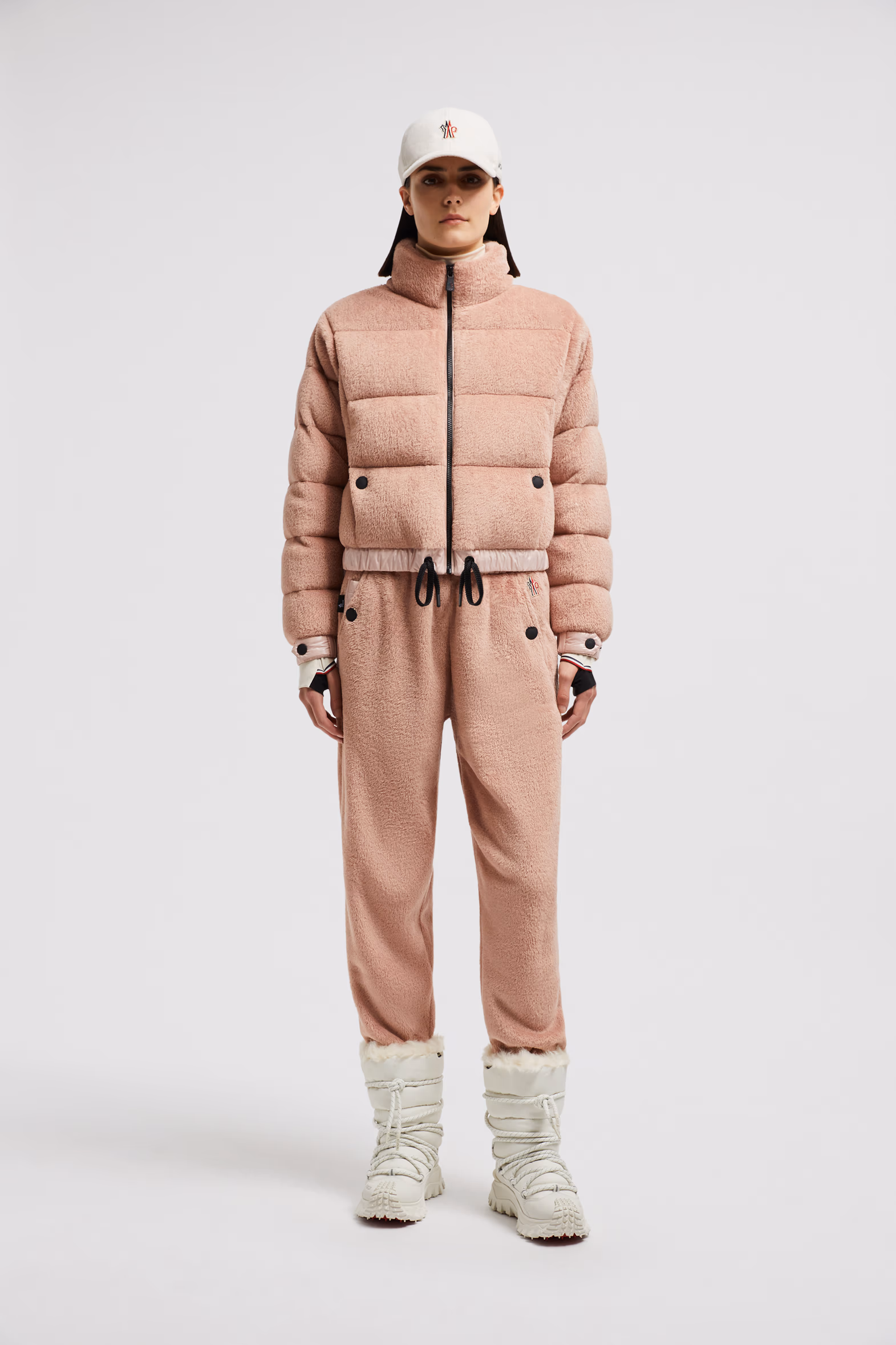 Plumífero corto con capucha Ayse Polartec® Mujer Rosado Moncler 0